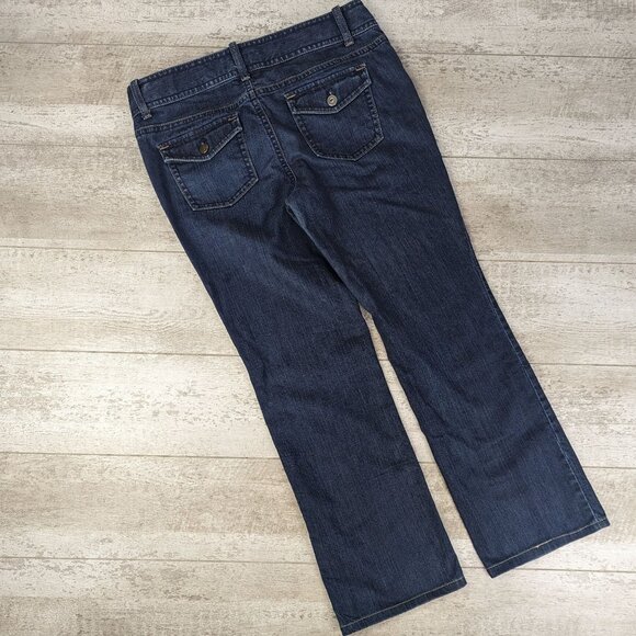 Ann Taylor Mid Rise Modern Fit Bootcut Jeans Size 10 Dark Wash Western Style - Picture 3 of 10